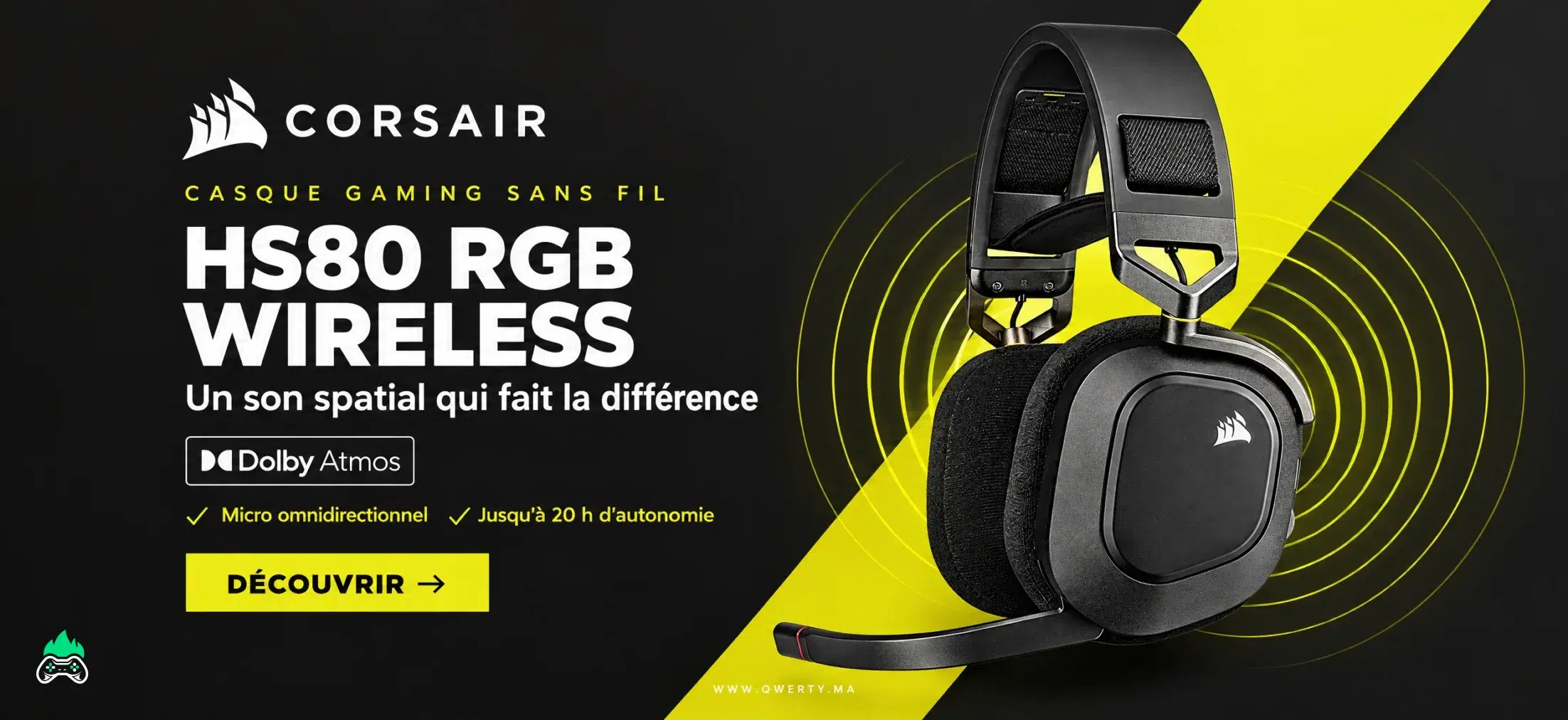 Corsair HS80 RGB Wireless (Noir)